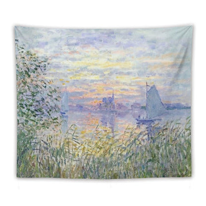 Claude Monet  Soleil Couchant Sur La Seine À Lavacourt - Sunset on The Seine Tapestry