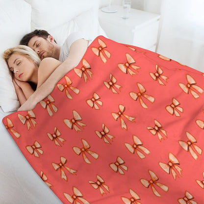 Soft Watercolor Bows, Bow Ties & Ribbons – Hand-Painted in Pastel Red Throw Blanket