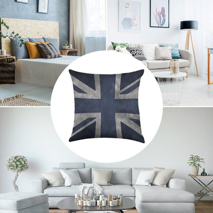 Blue Distressed Union Jack Linen Throw Pillow Cover