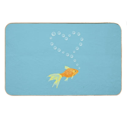 Goldfish Surrounded by Bubble Heart Bath Mat