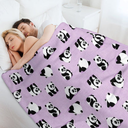 Cute Pandas on Purple Throw Blanket