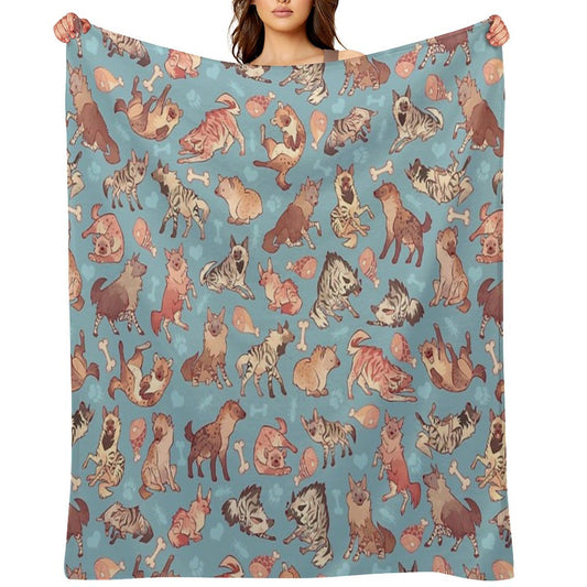 Hyenas in Cerulean Throw Blanket