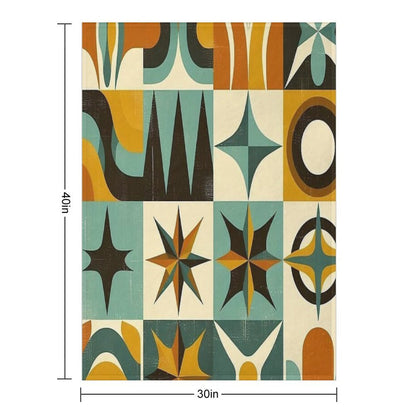 Retro Geometric Pattern Art Throw Blanket