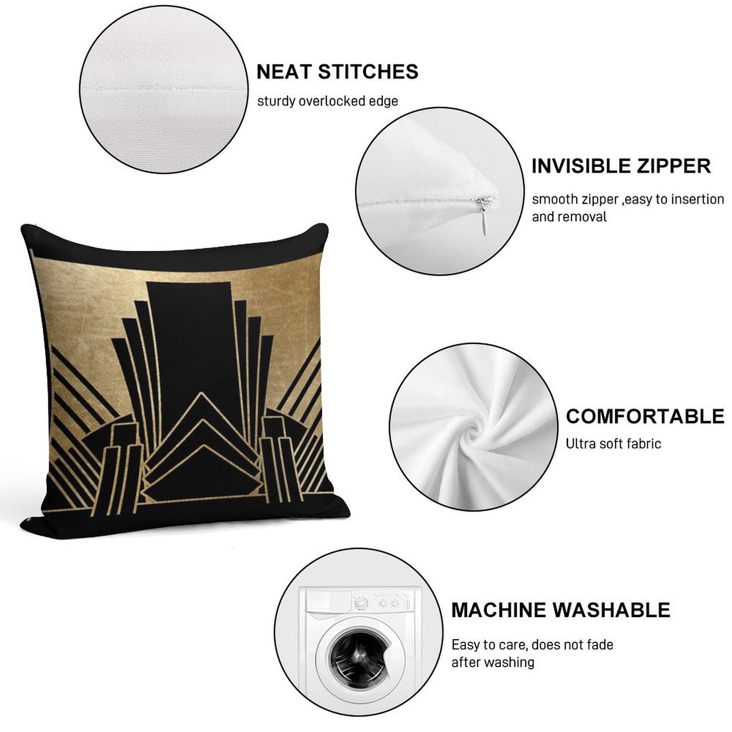 Art Deco Design Soft Luxury Feel Throw Pillow