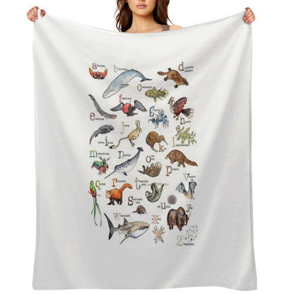 A to Z of Amazing Animals Throw Blanket