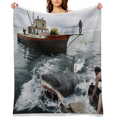 Jaws Photography Throw Blanket