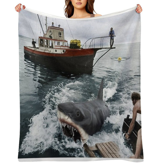 Jaws Photography Throw Blanket