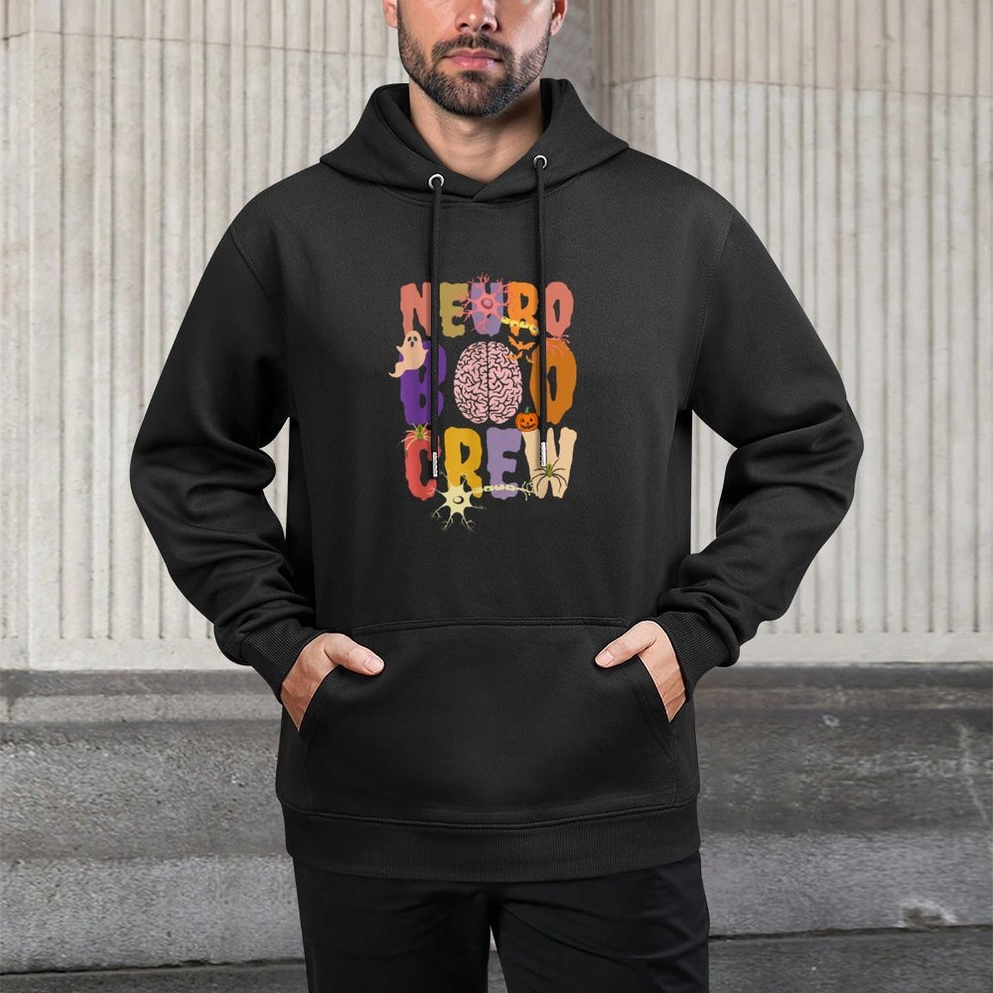 Neuro Boo Crew Halloween Anatomical Brain Anatomy Neurology Shrink-Resistant Hoodie