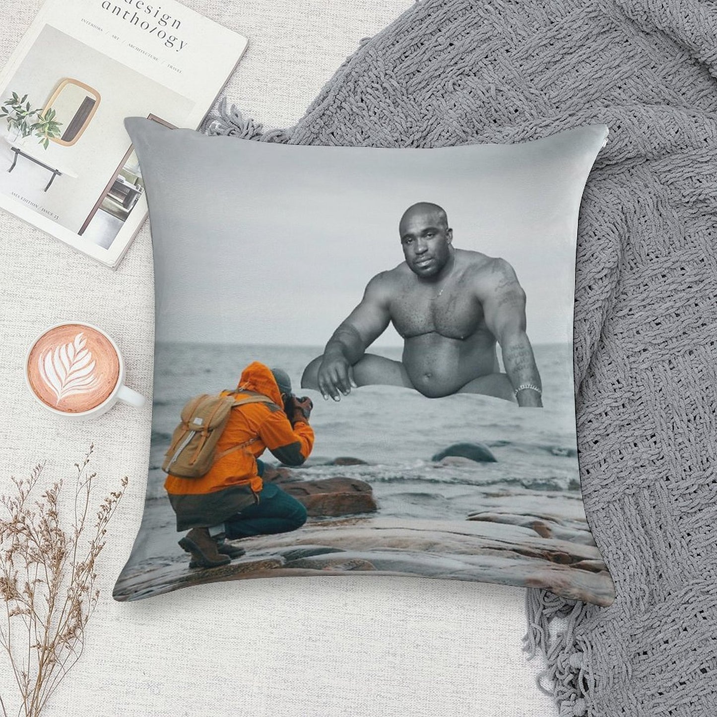 Taking A Photo of Barry Wood Soft Luxury Feel Throw Pillow