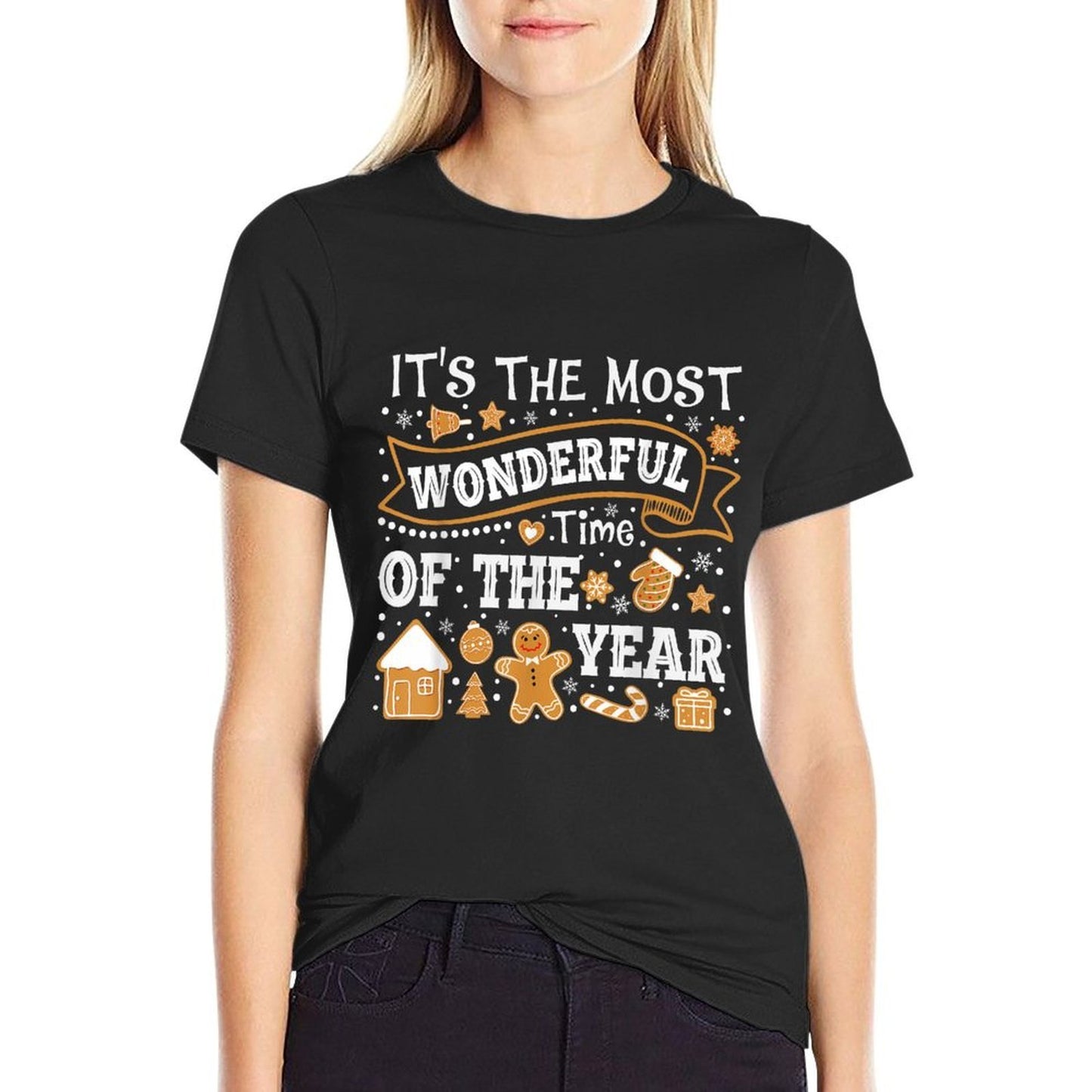 Its The Most Wonderful Time of Year Christmas Gingerbread  Polyester Blend T-Shirt