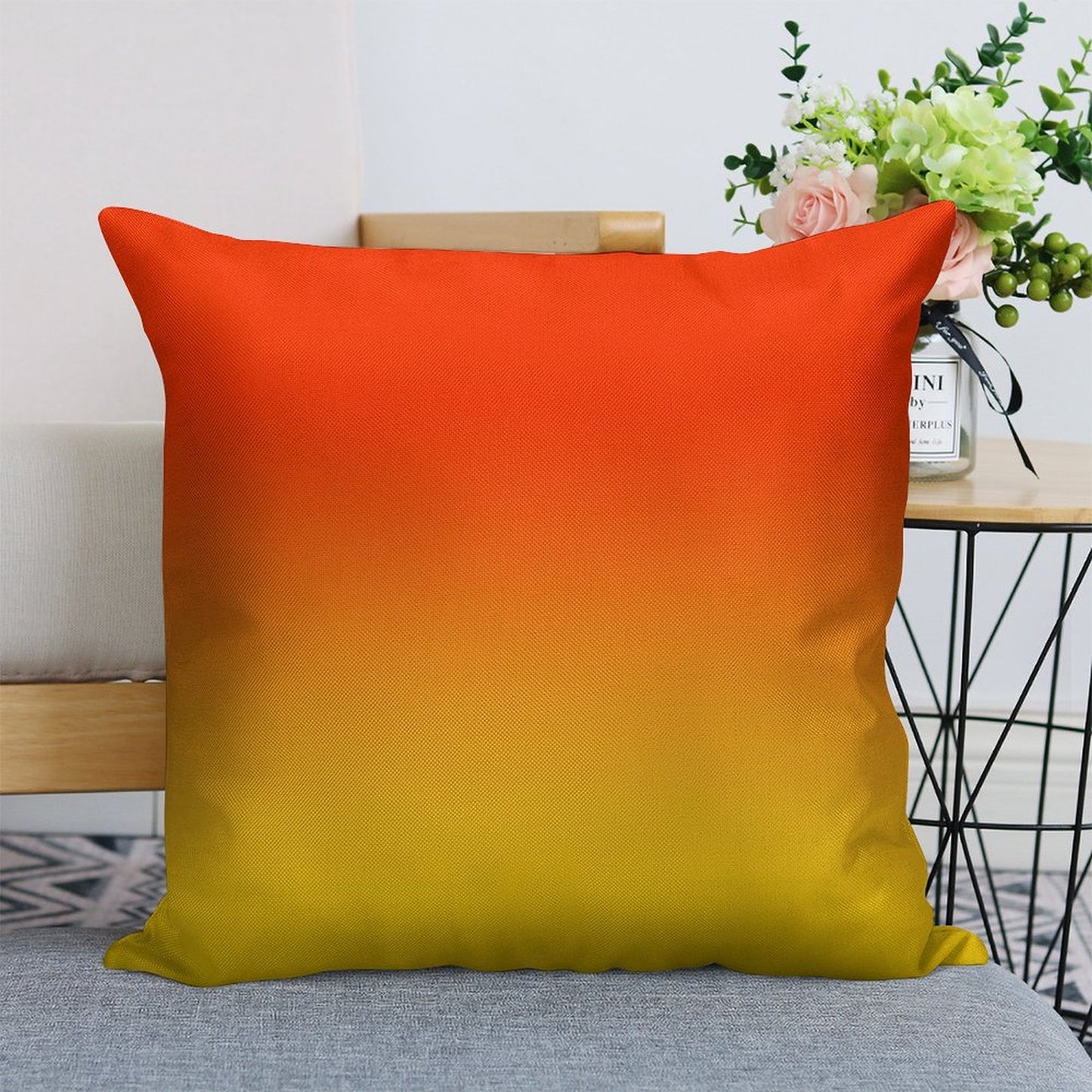 OMBRE GRADIENT ORANGE RED AND YELLOW ONE OF 100 CHIC OMBRE 2 TONE DESIGNS ON OZCUSHIONS Linen Throw Pillow Cover