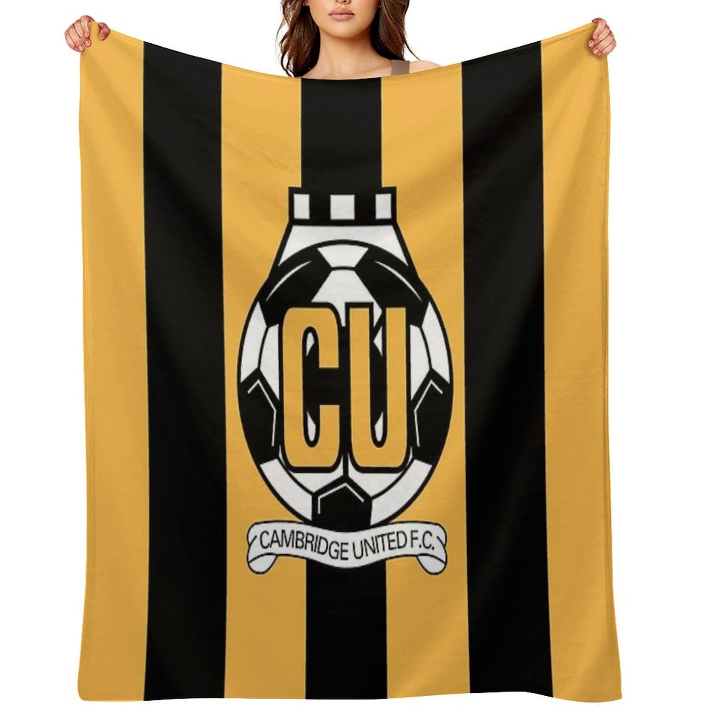 Cambridge United FC Logo - Stripes Throw Blanket
