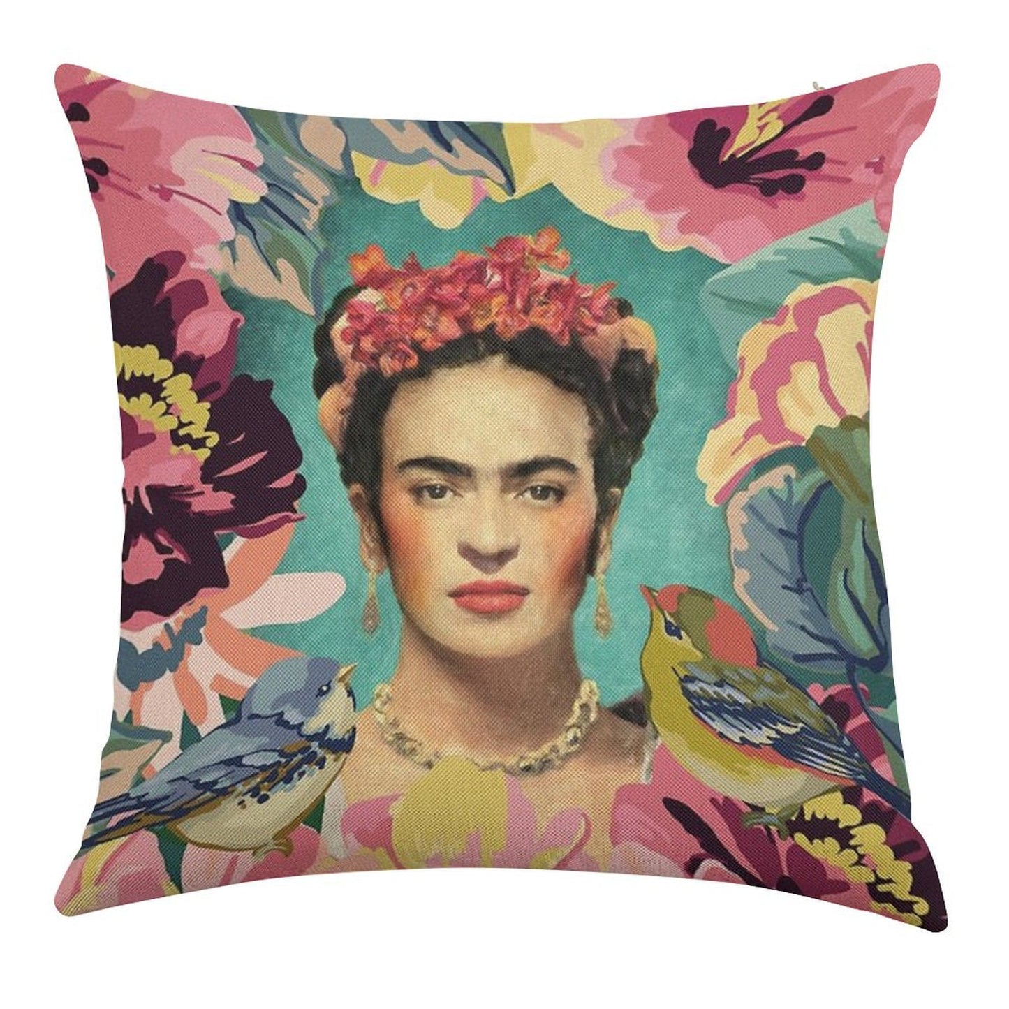 Frida Kahlo V Linen Throw Pillow Cover