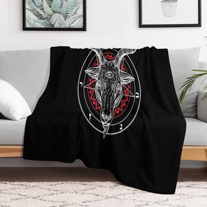 Satanic Goat Baphomet Circle Satan Symbol  Lucifer Devil Throw Blanket