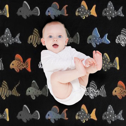 Pleco! - Black Throw Blanket