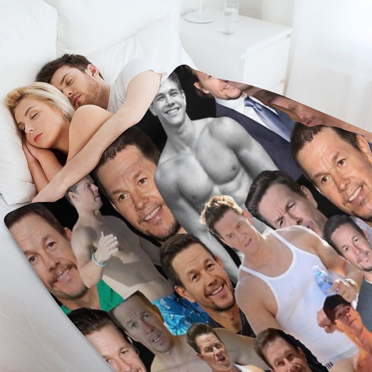 Mark Wahlberg Photo Collage Throw Blanket