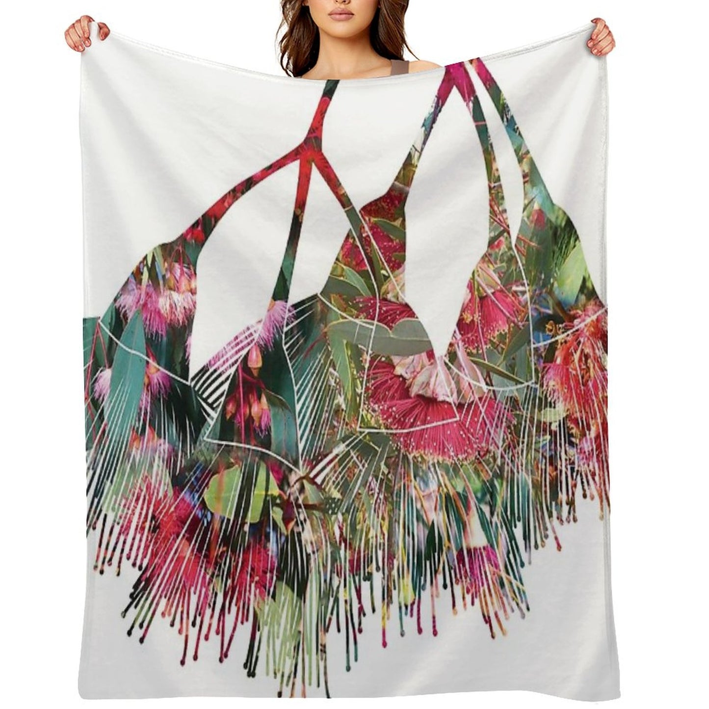 Gum Blossom Flowers Photo Collage Throw Blanket