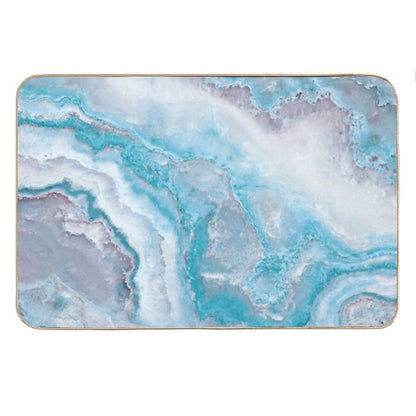 Luxury Mermaid Blue Faux Agate Marble Geode Gem Bath Mat