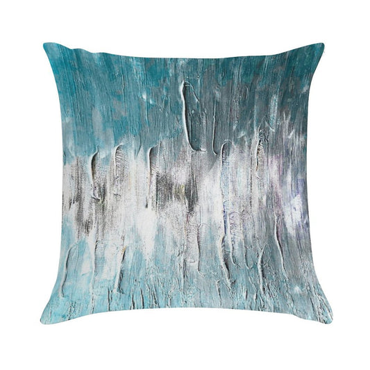 Ocean Teal And Blue Waves Abstract Soft Reinforced Edging Throw Pillow