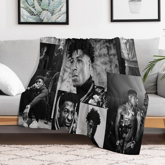 Youngboy  B&W Never Broke Again Collage Throw Blanket