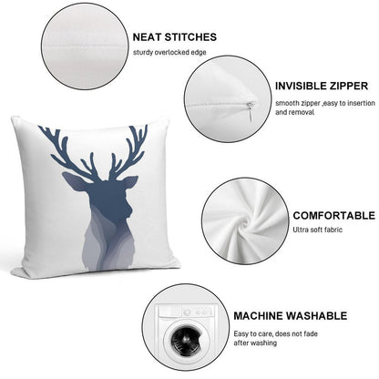 Abstract Navy Blue Deer Head Soft Warmth Comfort Throw Pillow