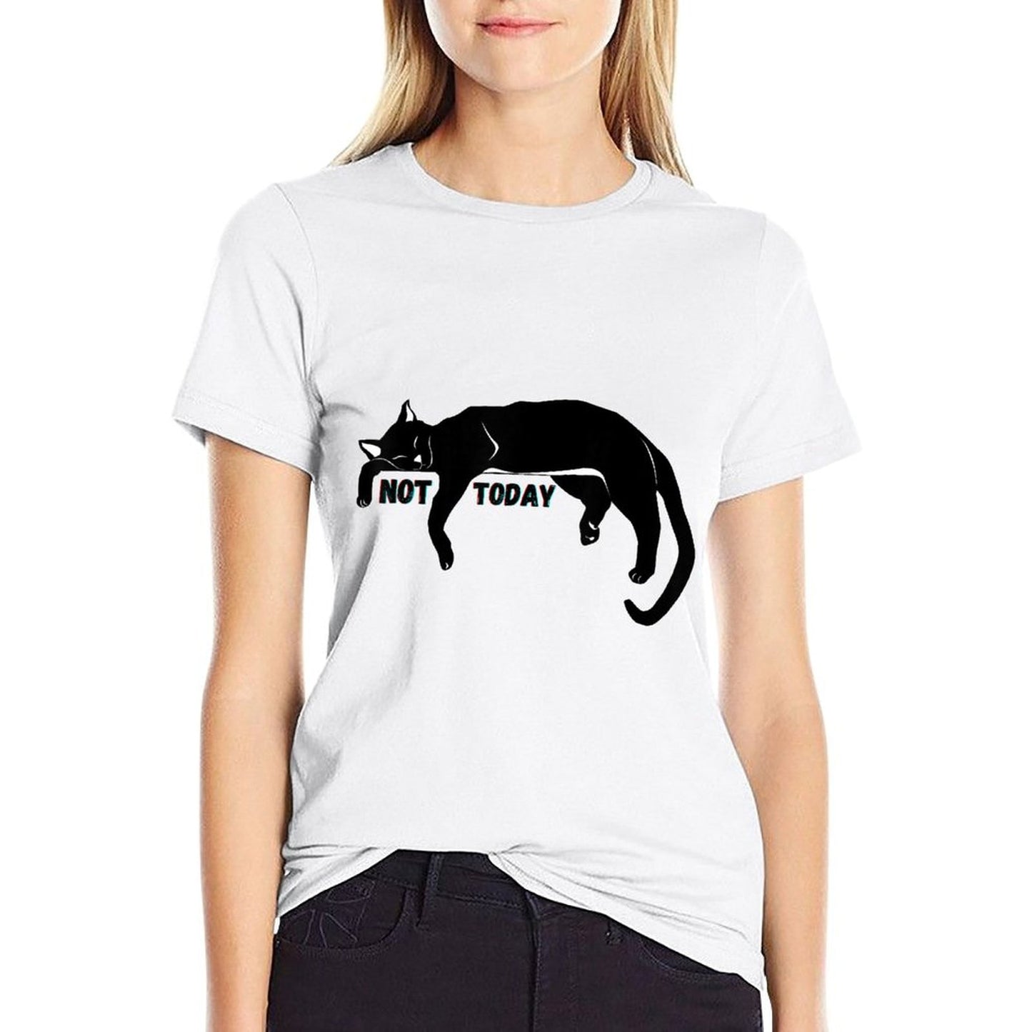 Not Today Lazy Sleepy Kitty Cat Lovers Funny Cute Nope Fun  Relaxed-fit T-Shirt