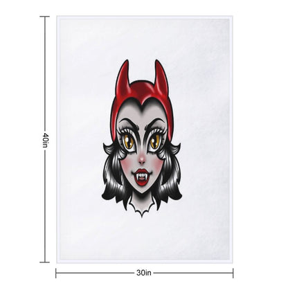 American Traditional Devil Lady Throw Blanket