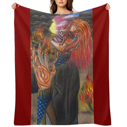 Raging Flames Throw Blanket