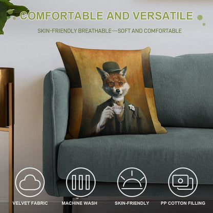 Teatime Mr Fox Soft Luxury Feel Throw Pillow