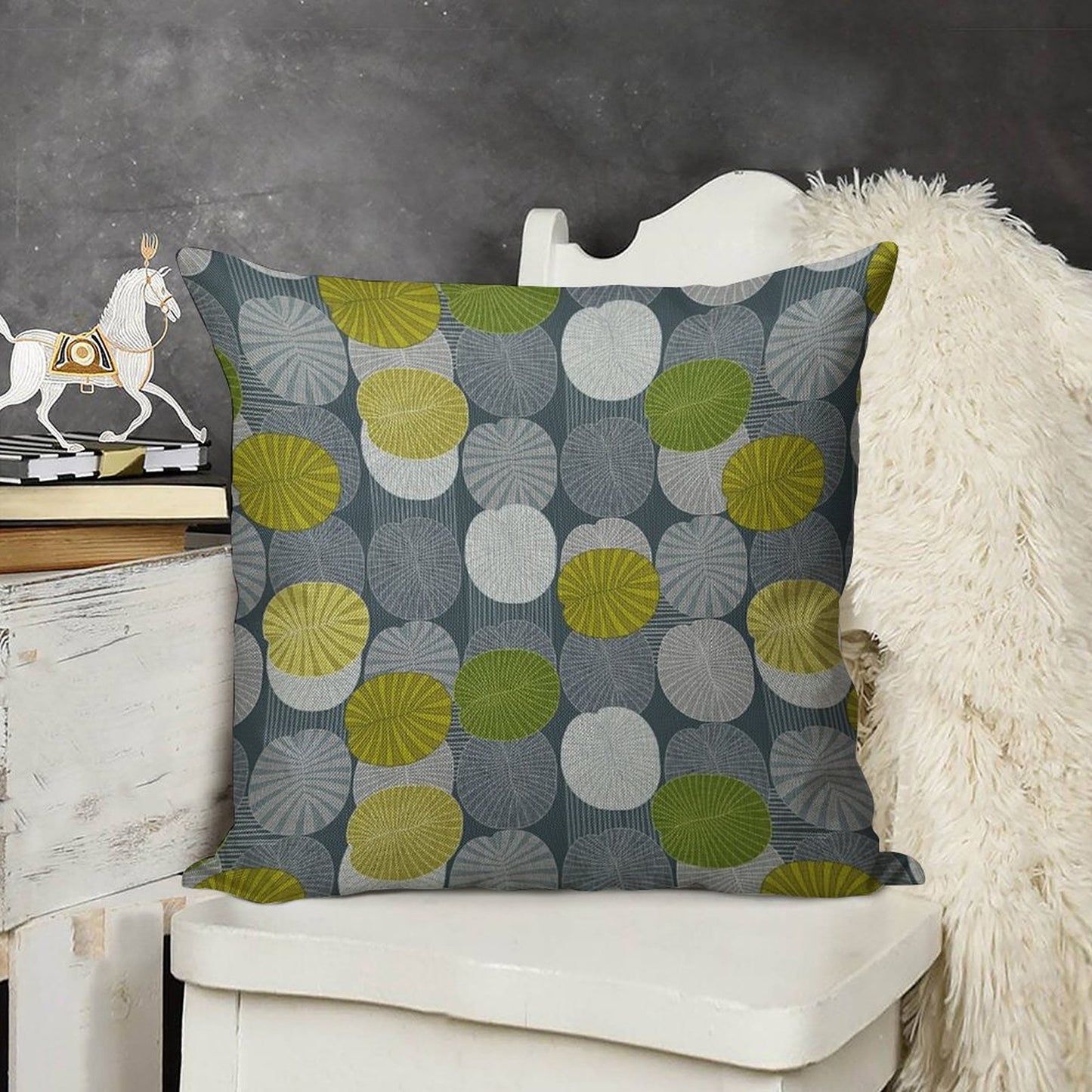 Dickinsonia Lime Linen Throw Pillow Cover