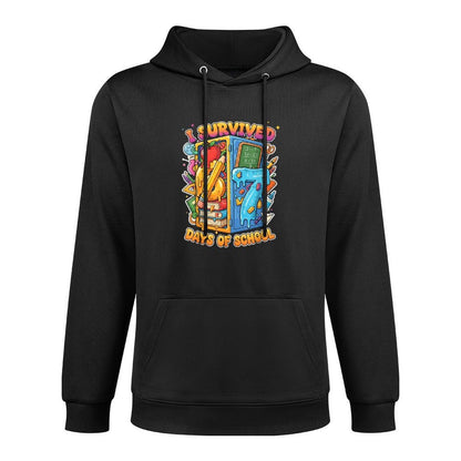Funny Student Life Humor Survived 67 Days School Cotton-Polyester Blend Hoodie