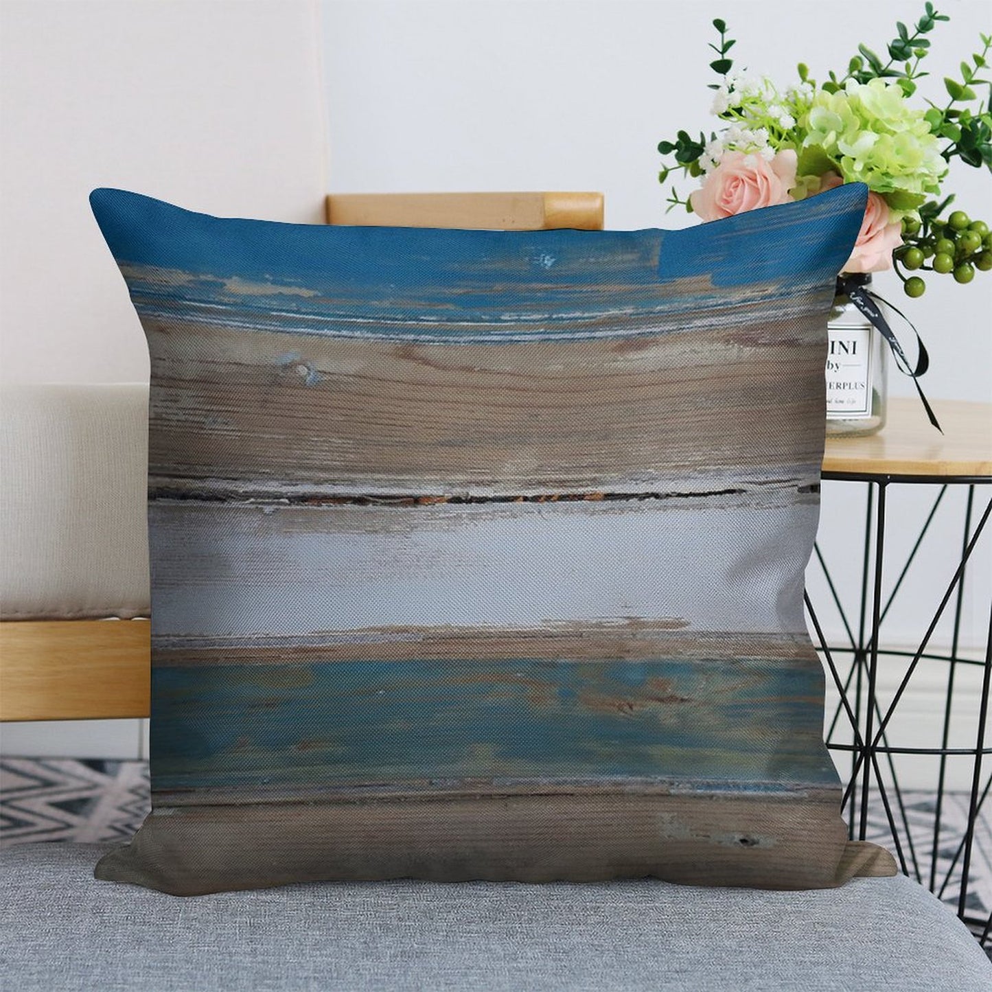 Beach Decor Five Stripes Linen Throw Pillow Cover
