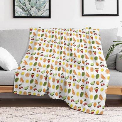 Fresh Fruit, Hand Drawn Fruit, Summer Fruit, Fruit All over Print Throw Blanket