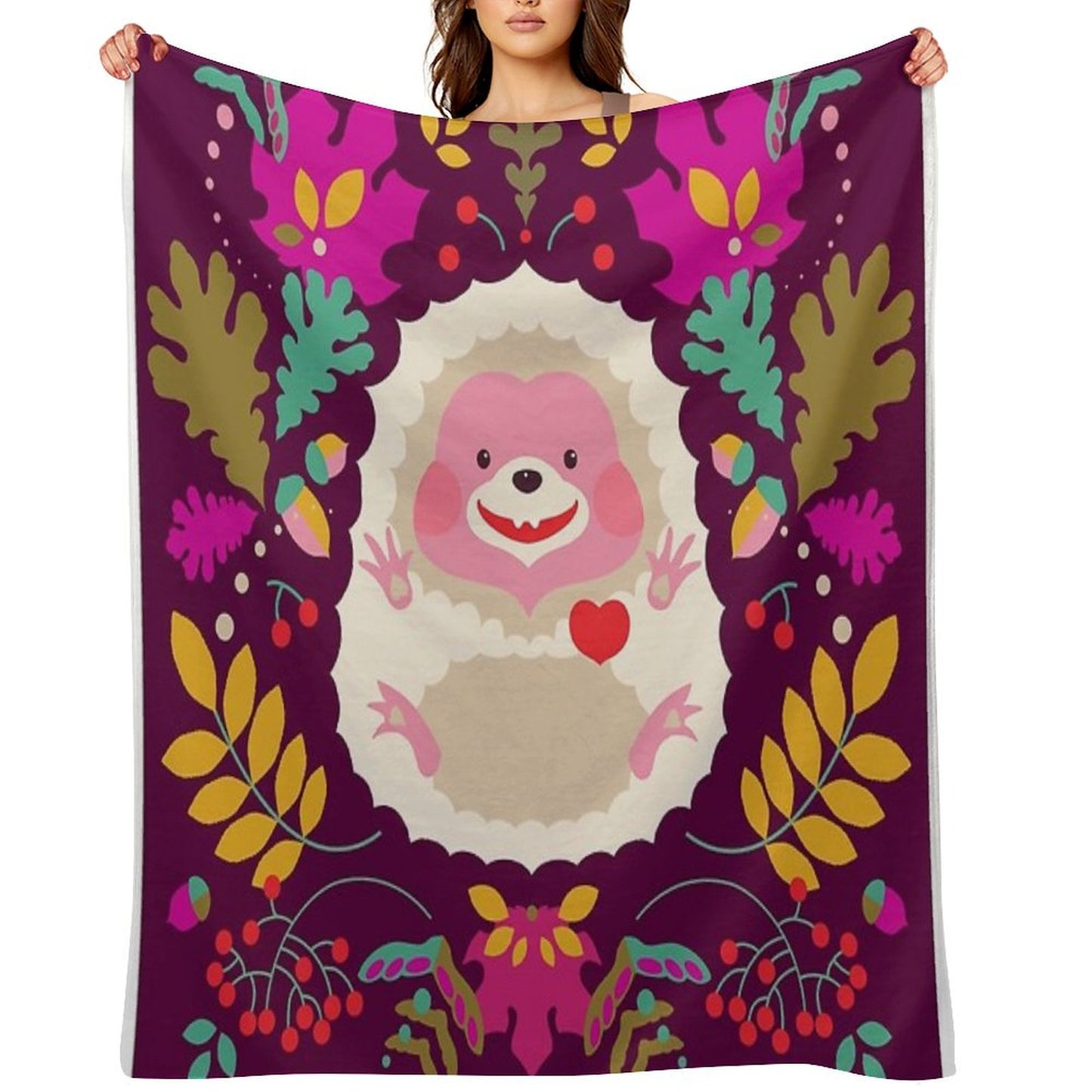 Hedgehog LOVE Throw Blanket