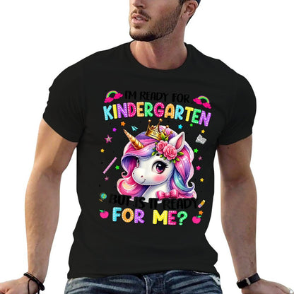 Im Ready For Kindergarten Unicorn First Day Of School Girls  Rolled Sleeves T-Shirt