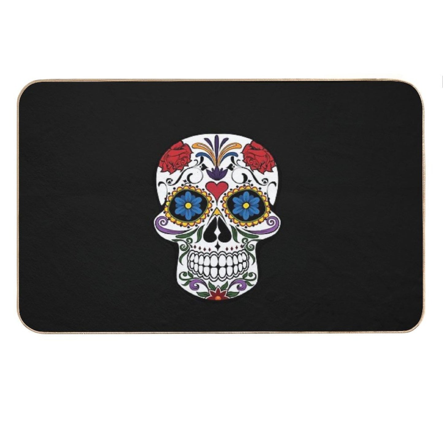 Halloween Skull Floral Rose Bath Mat