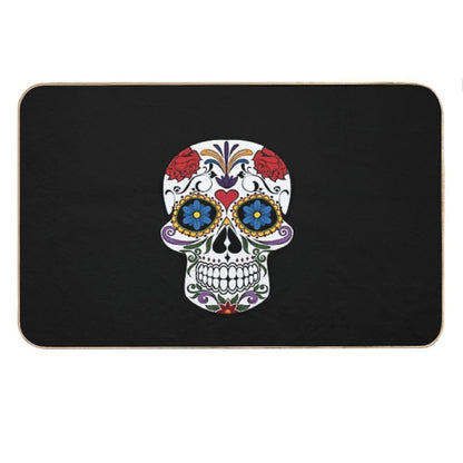 Halloween Skull Floral Rose Bath Mat
