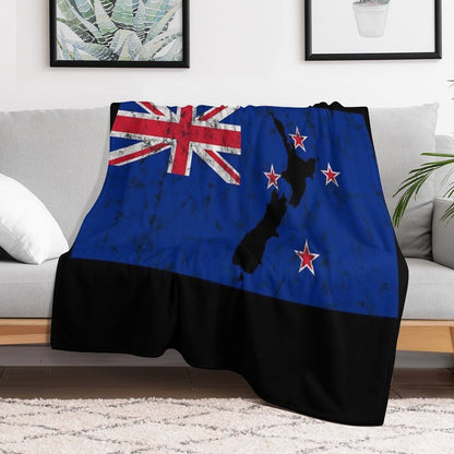 New Zealand Flag Silhouette Throw Blanket