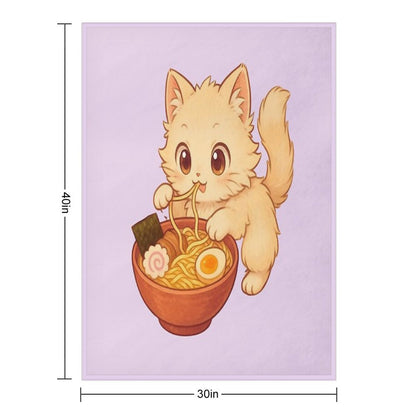 Kitty Ramen Throw Blanket