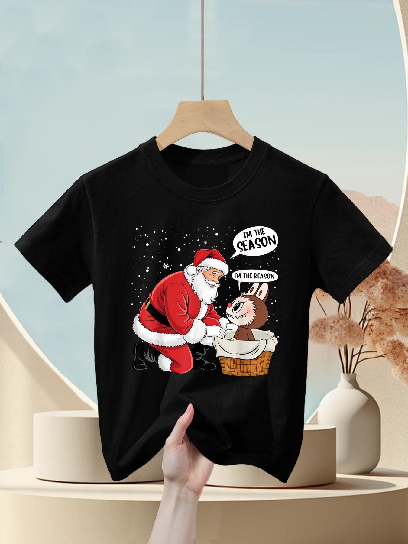 Labubu Is The Reason For The Season Santa & Labubu Xmas Kids T-Shirt
