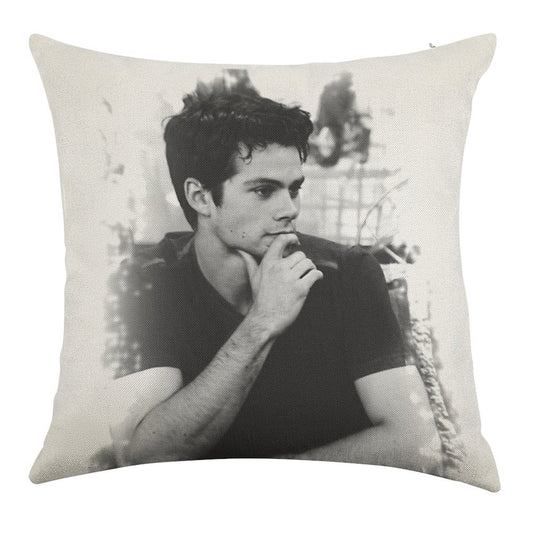 Dylan O'Brien Linen Throw Pillow Cover