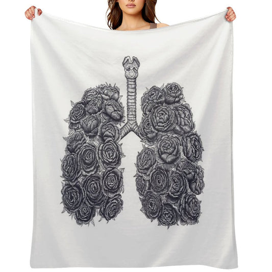 Lungs with Peonies Throw Blanket