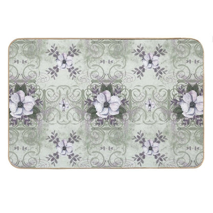 Sage And Lavender Vintage Style Floral Pattern Bath Mat