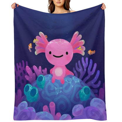 Coral Axolotl Throw Blanket