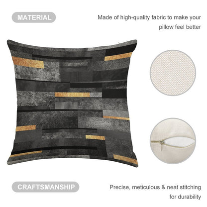 Urban Black & Gold Linen Throw Pillow Cover