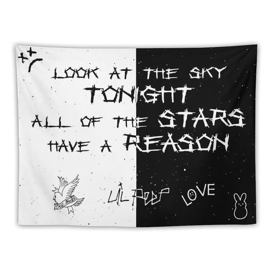 Lil Peep Black And White Star Tapestry