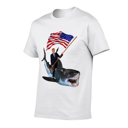Epic Trump Riding Shark With USA  Summer-ready Fabric T-Shirt