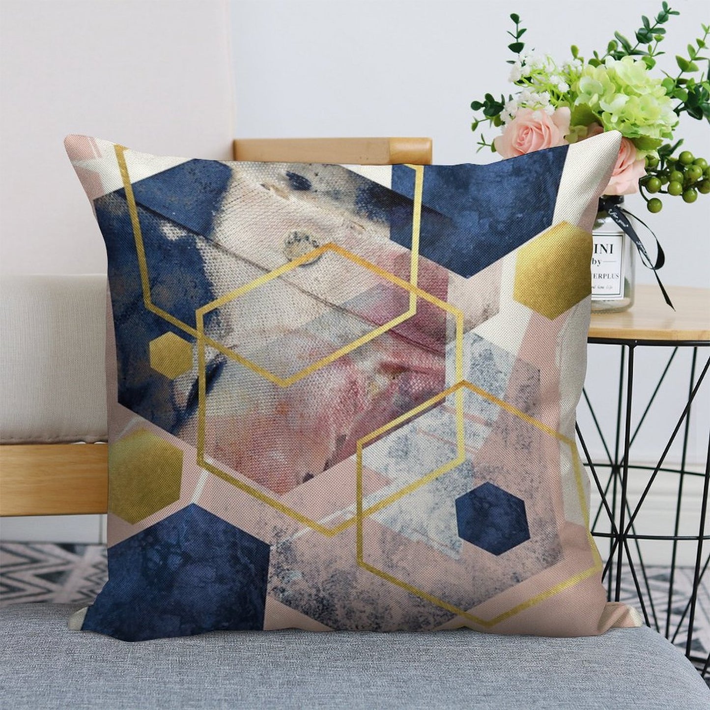 Abstract Geo Linen Throw Pillow Cover