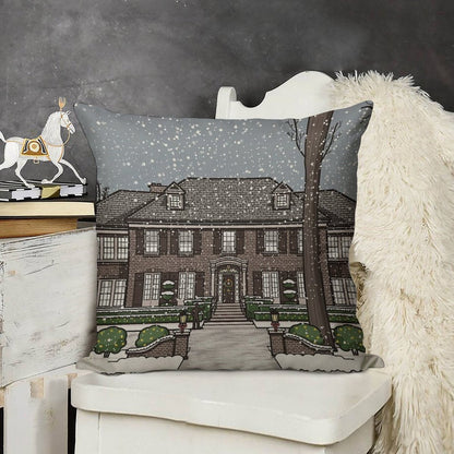 Home Alone Christmas Linen Throw Pillow Cover