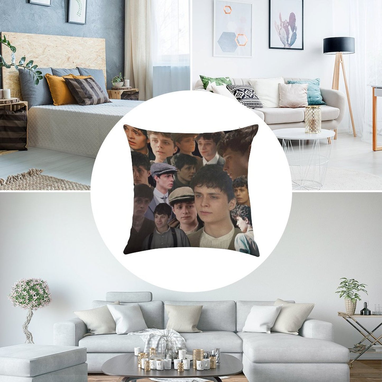 Gilbert Blythe Collage Linen Throw Pillow Cover